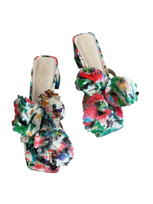 CECELIA NY Multicolor Floral Slide Leather Sandals Size 7.5 - Image 9