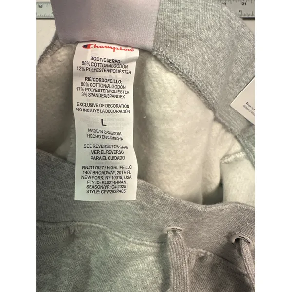 Champion Womens Iconic Puddle Pant Wide Leg Sweatpants Light Grey Heather L - Image 7