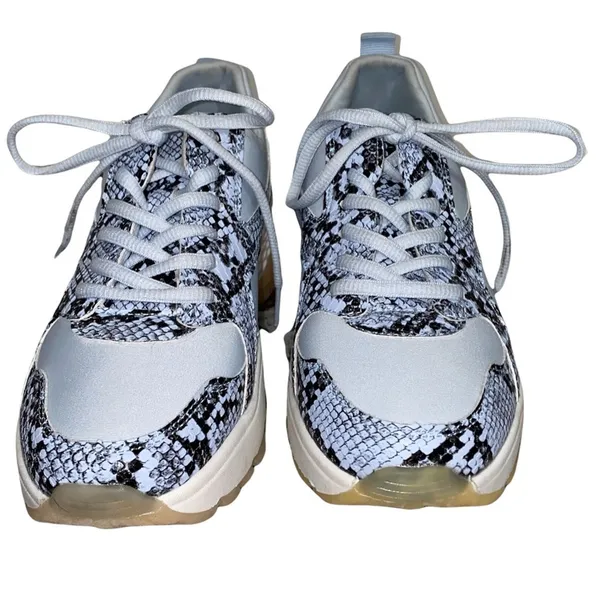 Shoe Dazzle‎ Zoee Blue Faux Snakeskin Platform Sneakers - Image 3
