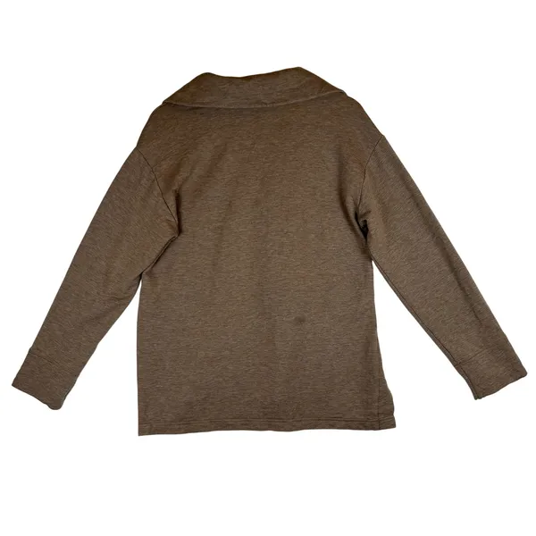 Haven Well Within Brown Johnny Collar V-Neck Pullover Sweatshirt Pockets Small - Image 2