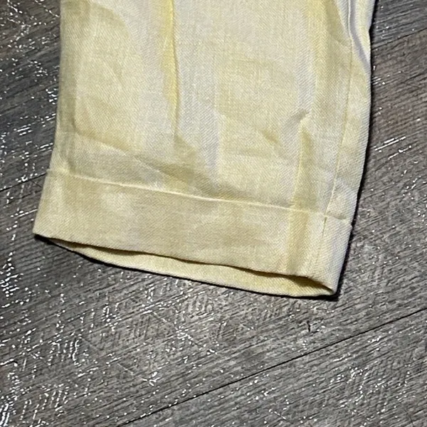 The Limited Pale Yellow 100 % Linen Drawstring Chinos Size‎ 14 NEW Cuffed Ankle - Image 2