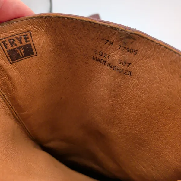 Frye Bonnie Dark Brown Leather Riding Boots Women‎ 7M 77985 Round Toe Low Heel - Image 7