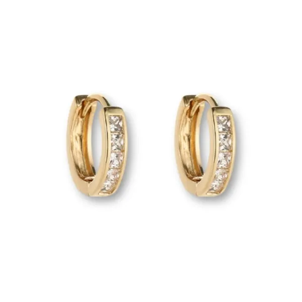 12mm CZ Small Gold Hoop Earrings for Women Men - Image 3