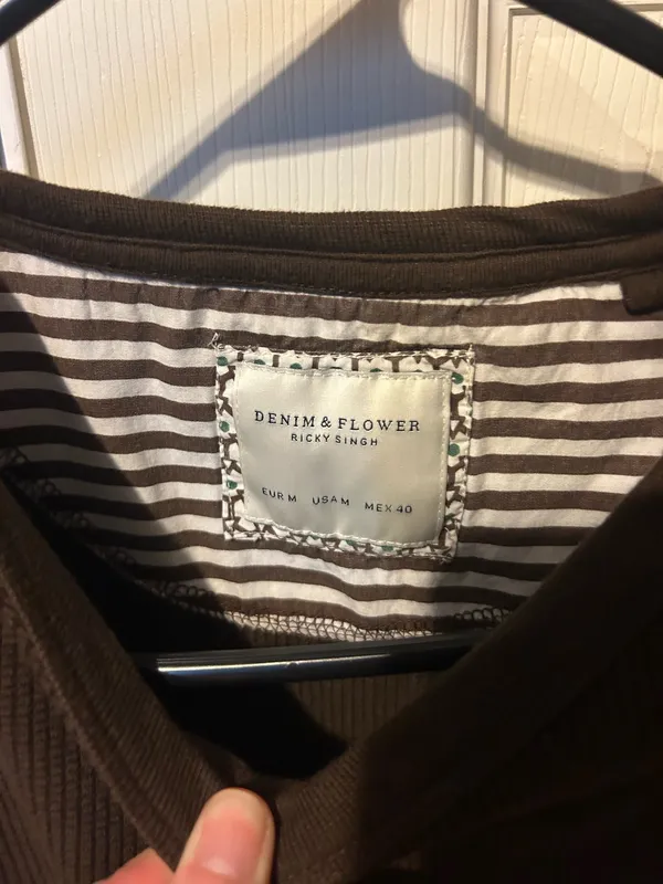 waffle knit brown long sleeve - Image 2