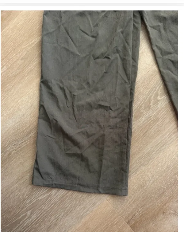SHEIN Olive Gray Tie-Waist Wide-Leg Pants Size M / US 6 - Image 2