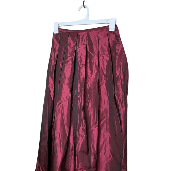 NWT Vintage Tofy‎ Burgundy Maxi Skirt Pleated Long Evening Formal Womens 8 - Image 2