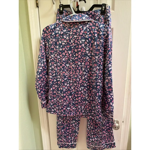 Munki Munki Women's Pajamas Sz S Satin Floral Wine Mimosa Champagne Sleep Set PJ - Image 9