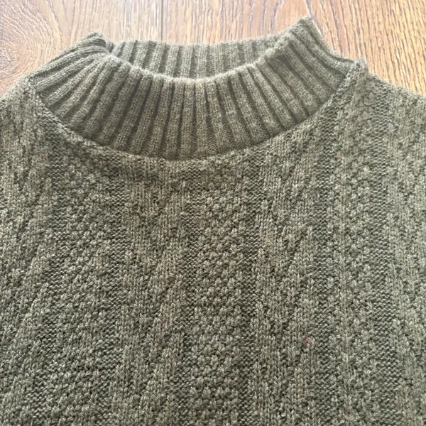 VTG 80s Olive Green Fisherman Knit Sweater USA Union‎ Made Womens M Chunky Knit - Image 6