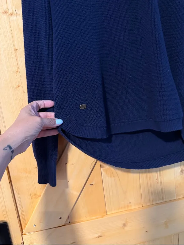 Lauren Ralph Lauren Navy Blue Waffle Knit Hooded Sweater Sz M - Image 4