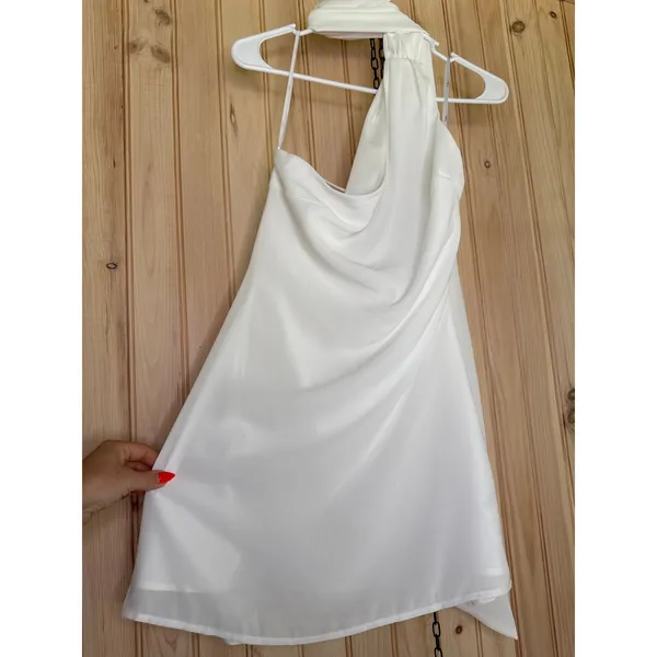 NWT Lulus Isloda Ivory One-Shoulder Backless Sash Mini Dress Engagement Party S - Image 5