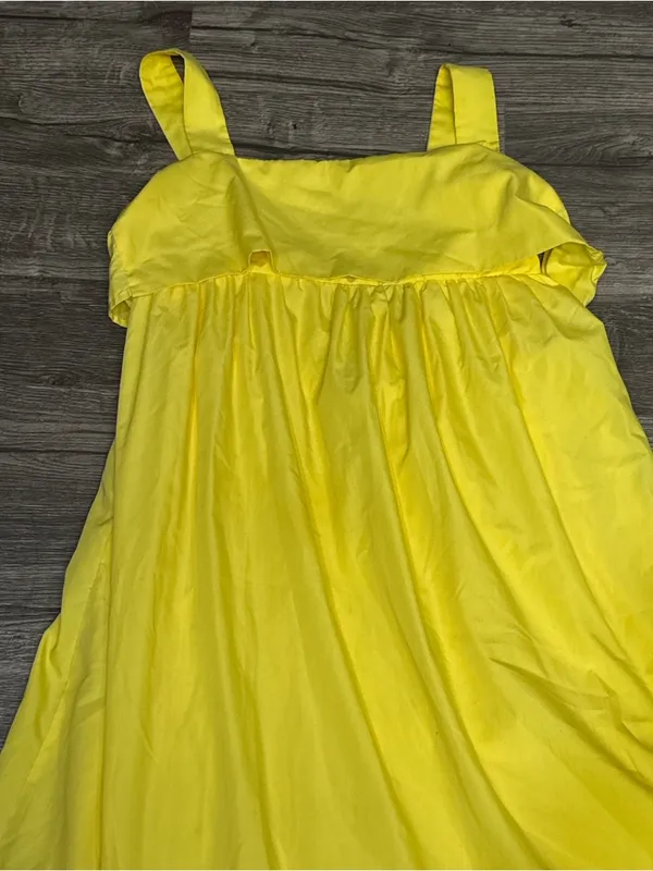 Entro Yellow Babydoll Midi Dress Boutique Summer Dress Size Large - Image 4