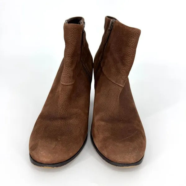 Cole Haan Nike Air Cassidy Ankle Booties Worn Leather Stacked Heel Brown 9.5‎ - Image 7