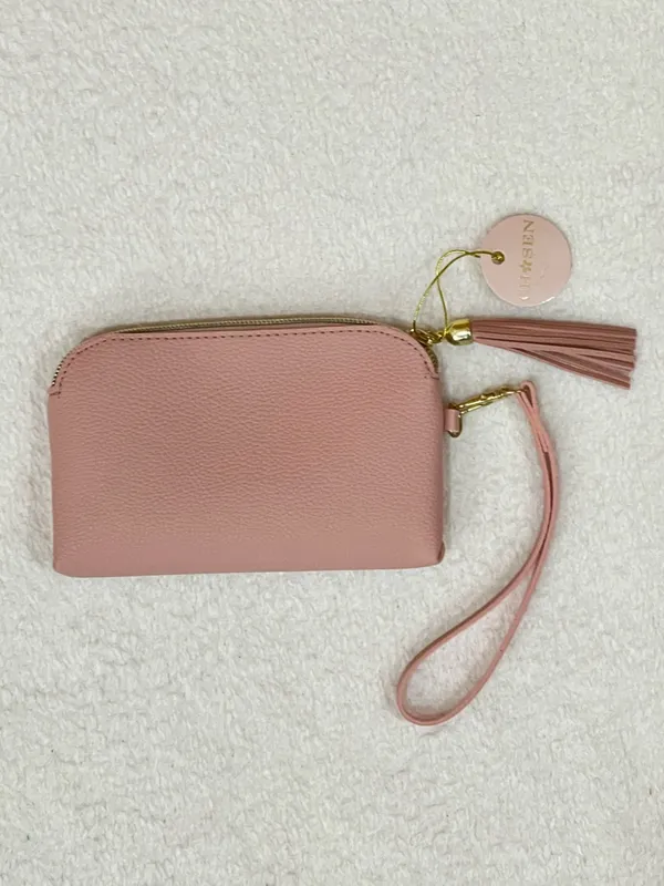 ELIZABETH Personalized Blush Pink Vegan Pebbled Leather NWT Wristlet from Chosen - Image 5