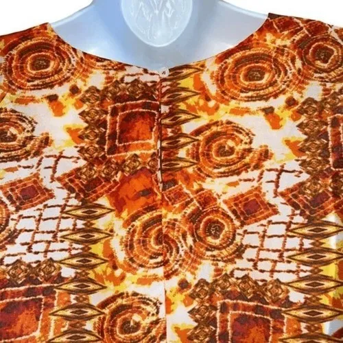 THE LIMITED Oversized High‎ Low Tunic Oranges & Cream 3/4" Sleeves NWOT Large - Image 6