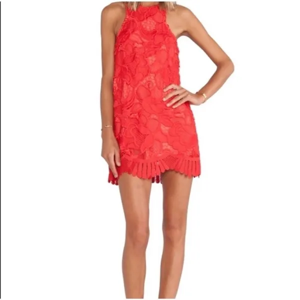 Lovers + friends Caspian red lace sleeveless party cocktail dress size xsmall - Image 4