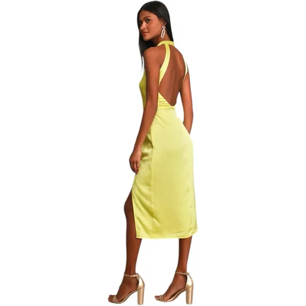 Lulus Women’s Open Back Yellow Halter Dress Size Medium - Image 11