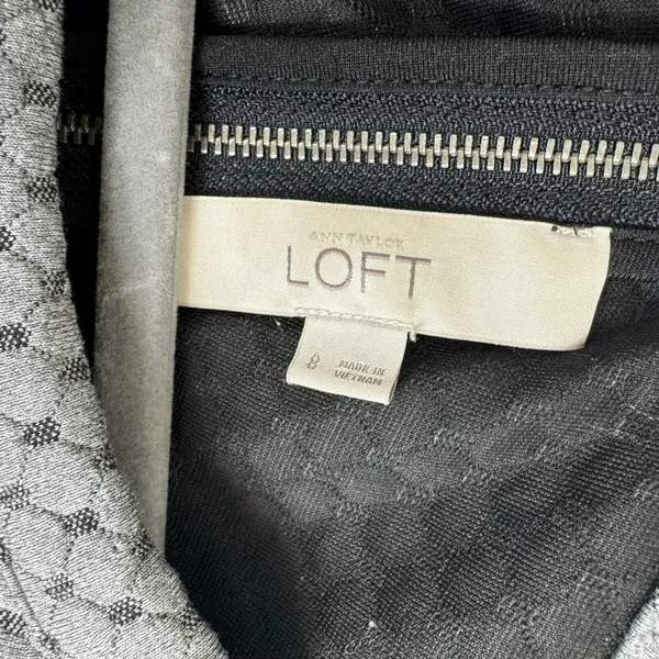 Ann Taylor LOFT Gray Black‎ 3/4 Sleeve A-Line Knee Length Knit Dress Size 8 - Image 5