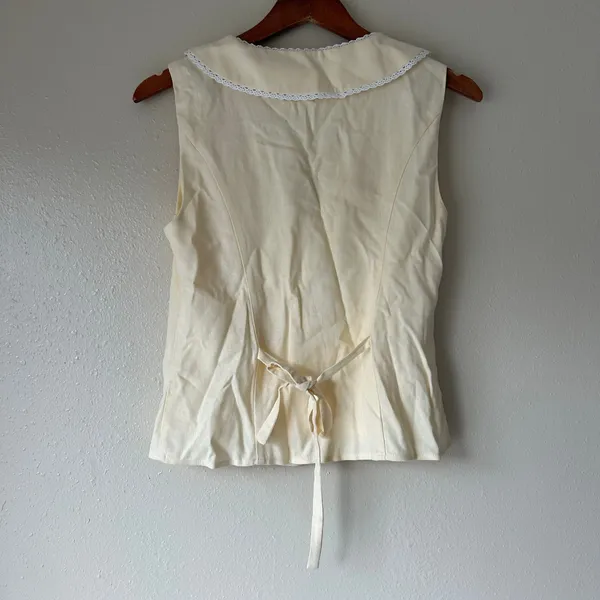 WAYF Linen Blend Butter Yellow Coquette Top Size Small - Image 9