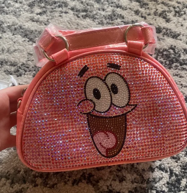 Dolls Kill x Spongebob Patrick Rhinestone Bowler Bag - Pink - Image 4