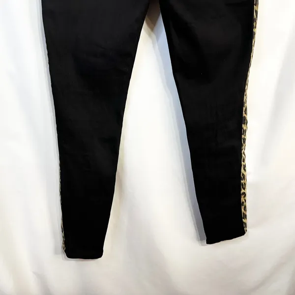 Judy Blue Size 13/31 Jeans Black Skinny Jegging Leopard Stripe Mid Rise 1655‎ - Image 8