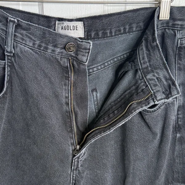 Agolde Minka Cargo Denim Wide-leg Jeans in Black W1887 Sz 28 - Image 7