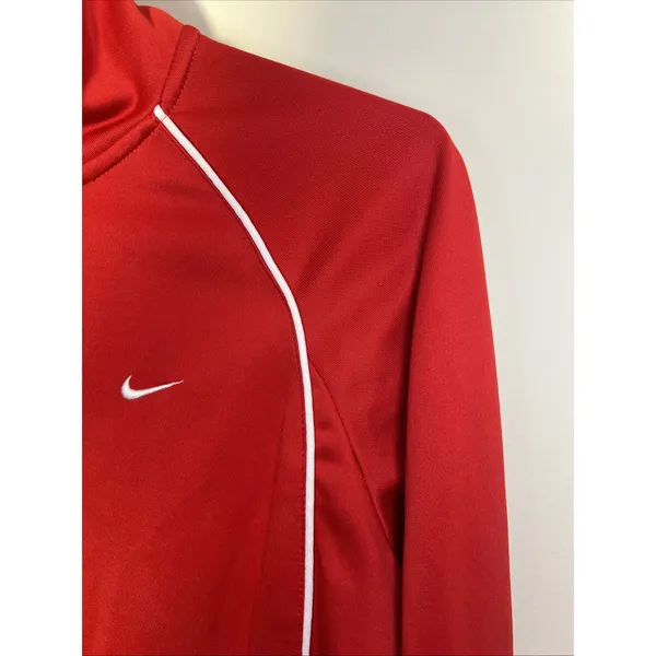 Nike The Athletic Dept Women's Large Red Full Zip Track Jacket White Piping - Image 6