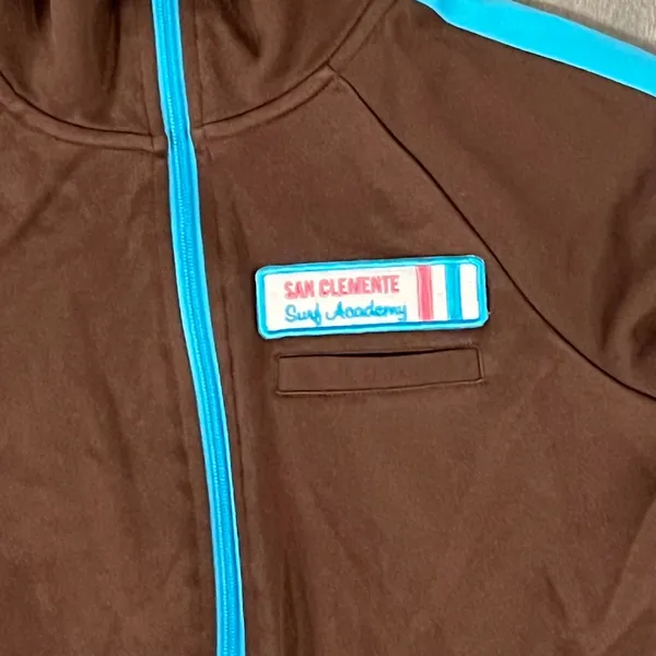 Hollister San Clemente Surf Academy Brown Poly Zip Front Jacket Size Small - Image 3