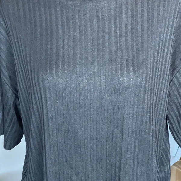 H&M Womens Blouse Sz Medium Black Short Sleeve Gothic Grunge Witchy Vampy Ribbed - Image 5