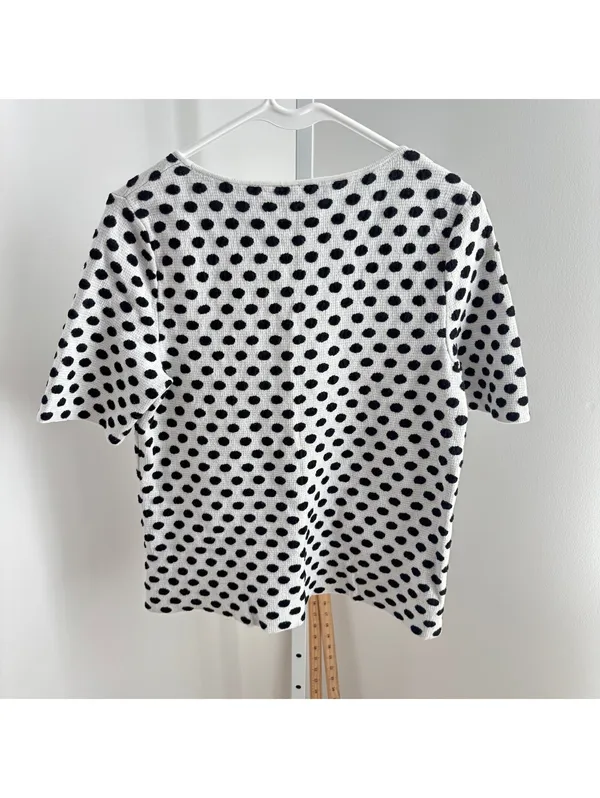Anthropologie Moth EUC Women's Black White Polka Dot Jacquard Knit Sweater S - Image 6