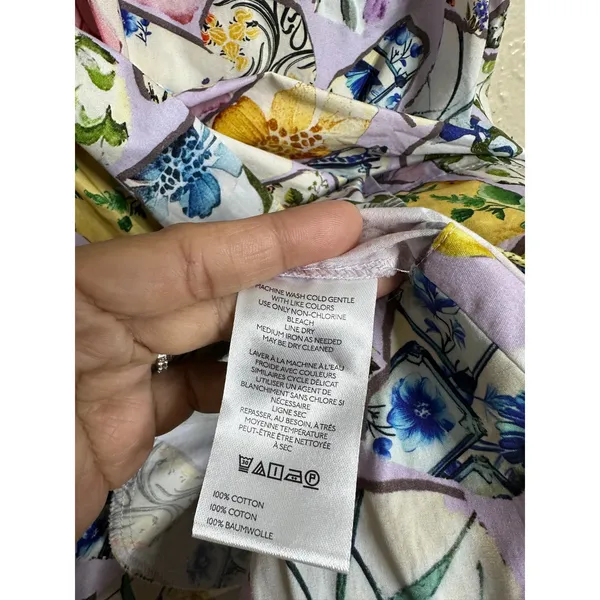 Anthropologie Pollie Short-Sleeve Swing Tunic Mini Dress Shattered Porcelain M - Image 7