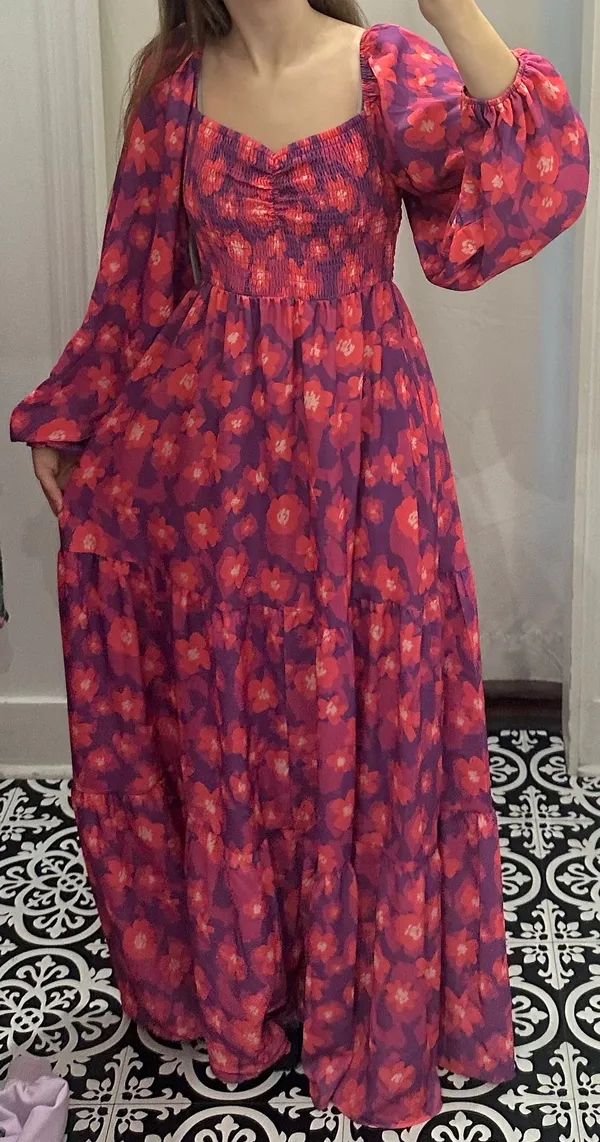 Long Flowery Dress Pink - Image 3