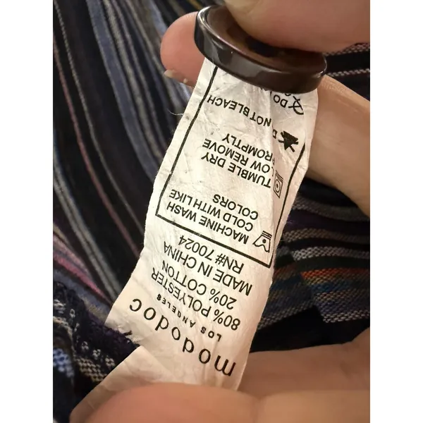 Mododoc Multi Color Striped Button Down midi pull on skirt Size medium Blue - Image 5