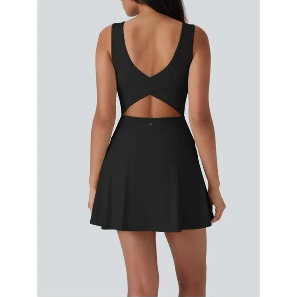NWT Halara SoftlyZero Easy Peazy Active Dress Black Built-In Shorts Size XS NEW - Image 4