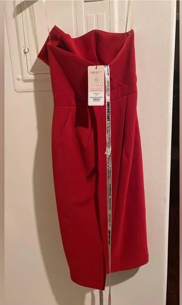 House Of CB NWT UMA RED FOLD FRONT MINI DRESS - Image 6
