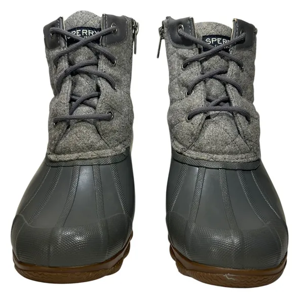 Sperry Saltwater Grey Quilted Wool Waterproof Duck Boots STS81993 Women 7.5M - Image 5