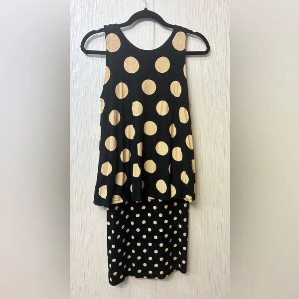 Maeve by Anthropologie Womens Davina Polka Dot Midi Dress V-Neck Black Tan XS‎ - Image 2