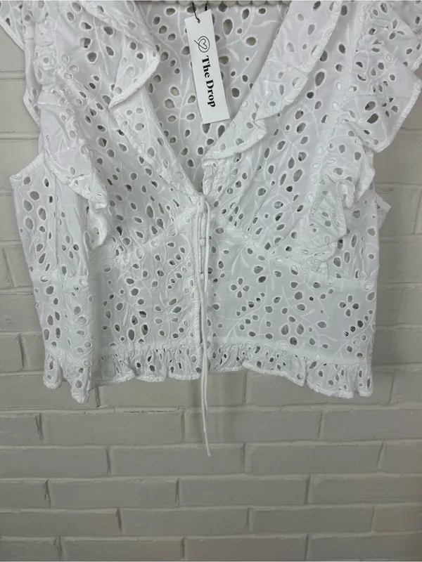 NWT The Drop Margo Tie Sleeveless White Eyelet Top Size XL - Image 3