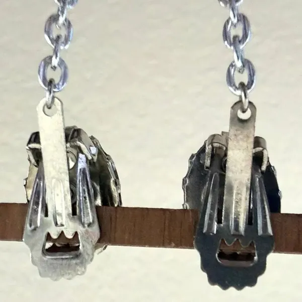 Vintage Blue Opal Confetti Lucite Sweater Guard Clips - Image 5