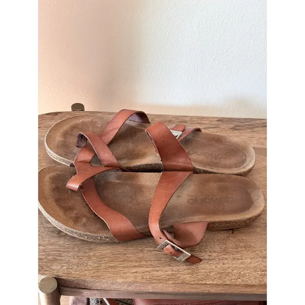 Yokono Tan Leather Toe‎ Loop Cork Slide Sandals Spain EU 40 US 9 - Image 6