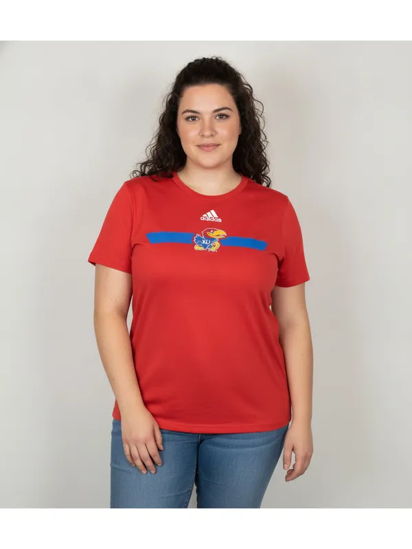 Adidas Creator Tee Kansas Jayhawks Shirt Medium Red Blue Team Logo Crew - Image 5