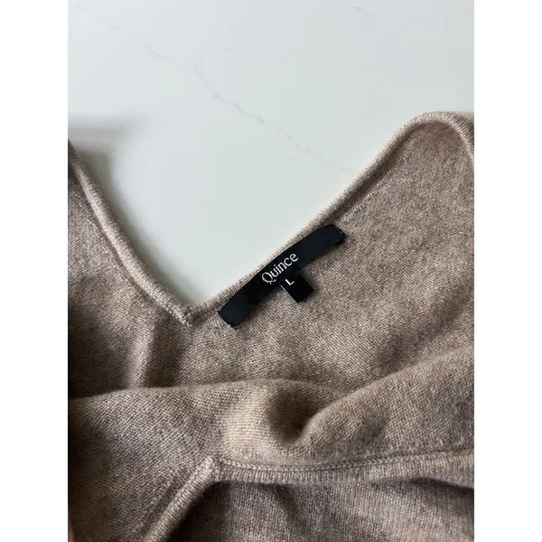 Quince 100% Mongolian Cropped Cashmere Tank Large Oatmeal - Image 4