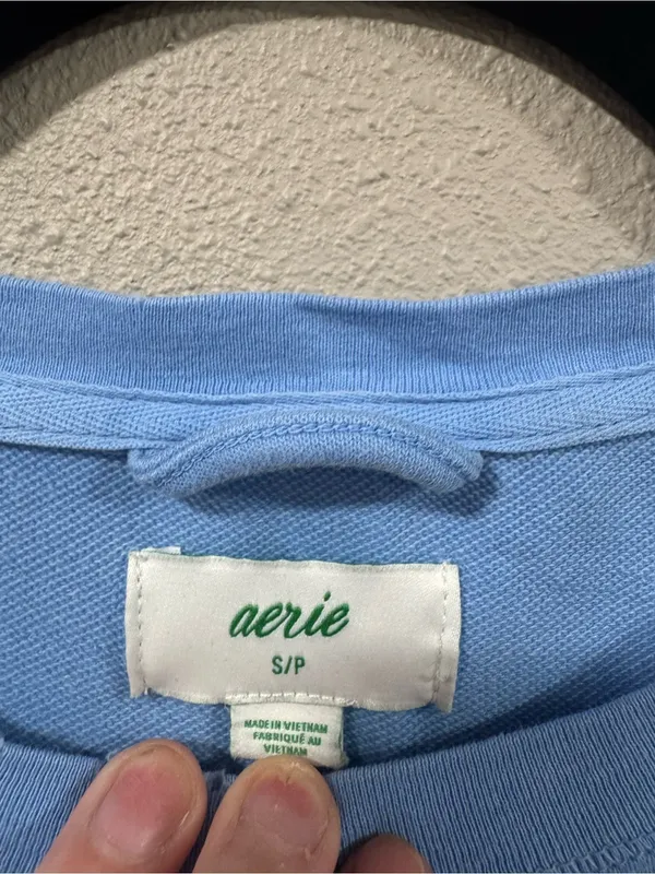 Aerie Cropped Tied Knot Top In Blue - Image 2
