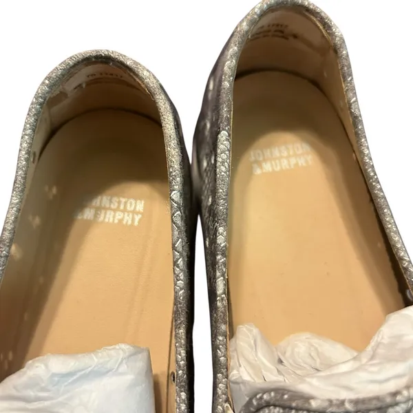 JOHNSTON & MURPHY Flex Perforated Suede Snake Slip On Loafer SZ 8M Gray Silver - Image 4