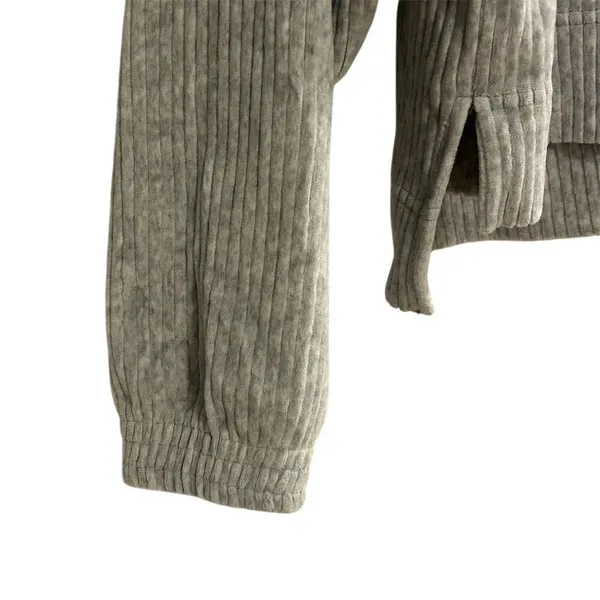 Aerie Women's Gray Ribbed Hoodie Sweatshirt Size M Relaxed Fit‎ - Image 4