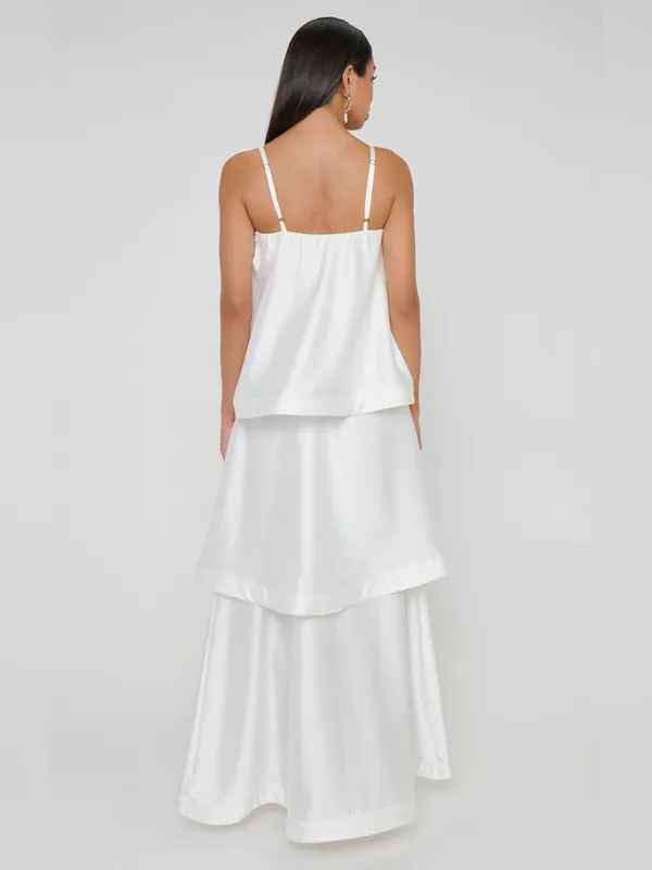 NWOT Show Me Your Mumu Ella Tiered Maxi Dress size Small S white ivory satin - Image 5