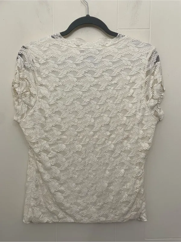Rampage Lace Babydoll Blouse Top Size XL Cream Ivory Y2K Fairy Coquette Girly - Image 5