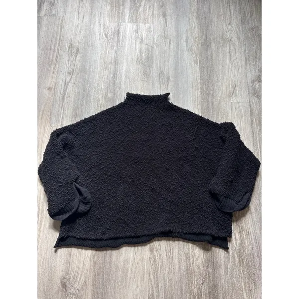 Free People Found My Friend Black Boucle Oversized Sweater‎ Womens Size Small - Image 2