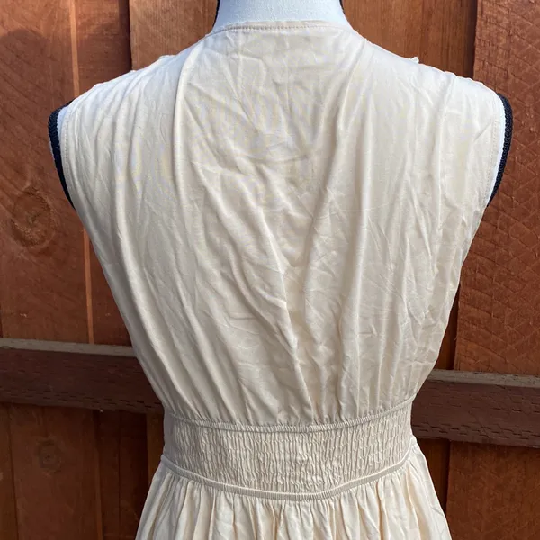 CUPSHE Cream V Neck Sleeveless Lace Tassel Smocked Waist Maxi Dress Size M - Image 9