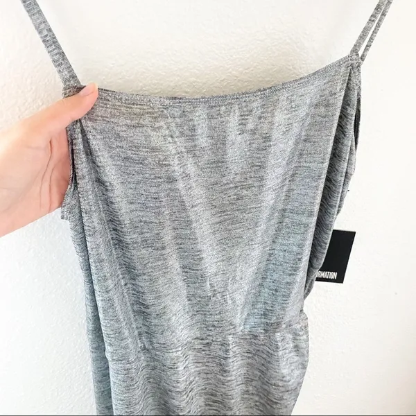 Reformation Dress Flare Ruched Stretchy Asymmetrical Mini‎ Party Silver L NWT - Image 5