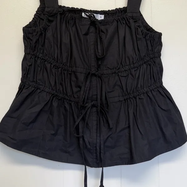 NWT SALTED HOUSES Boutique Black Sleeveless Bow Tie Top Medium - Image 5